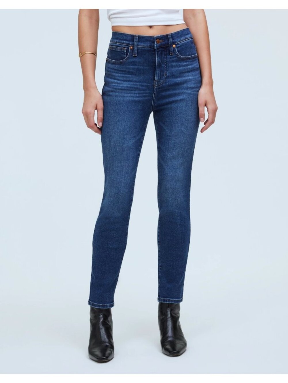 Madewell Size 25 Blue Denim Pendleton Stovepipe High Rise Slim Straight Jeans